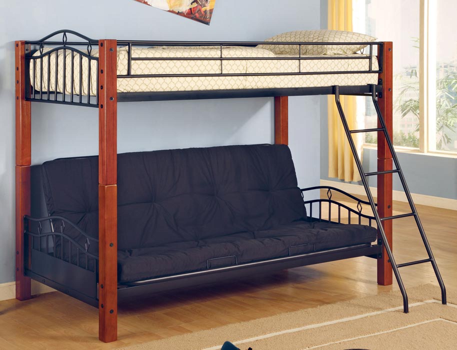Metal & Wood Twin/Futon Bunk Bed cs2249BB