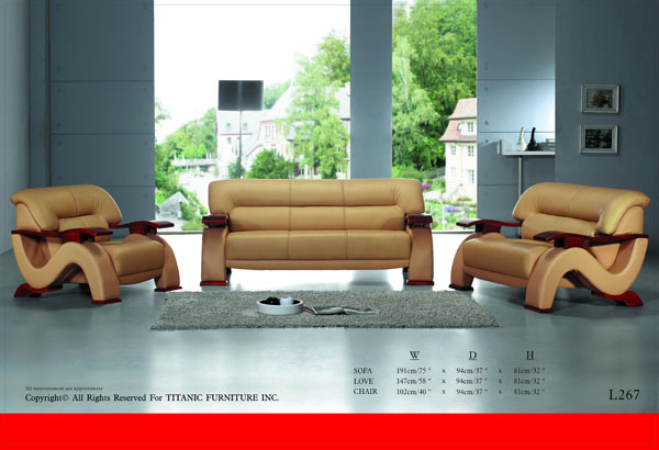 Modern Tan & Brown Sofa Ti L267S
