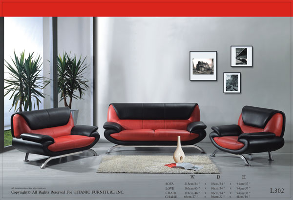 Modern Red & Black Sofa with Steel Ti L302S